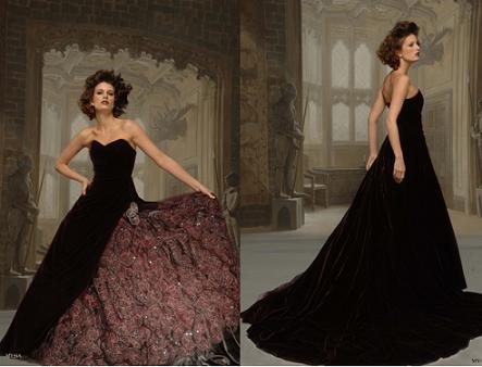 Black and red wedding gowns